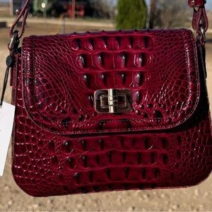Brahmin Gianna Cherry Laquer Crossbody NWT Rich Red
